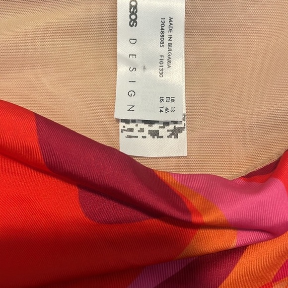 ASOS DESIGN Bikini Curve high waist swim bottom abstract Pink print New size 14 - Picture 2 of 7